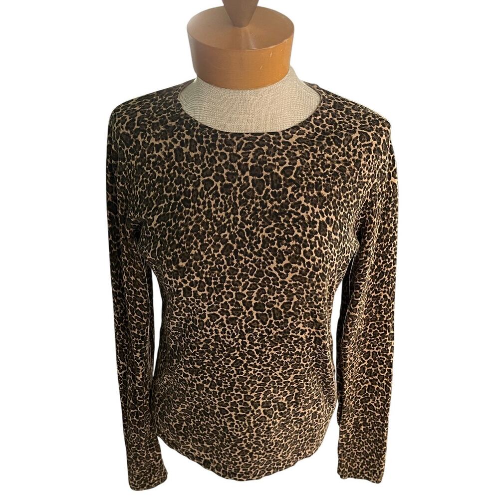 Vintage Silk Blend Jones New York Cheetah Print Womens Sweater Top Fall
